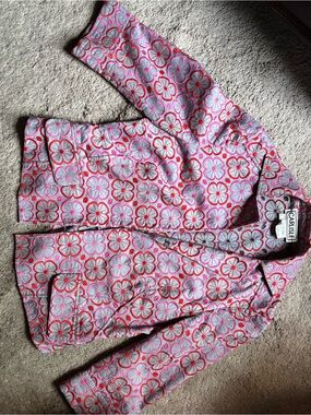 Carlisle Pink and Red Floral Jacquard Blazer